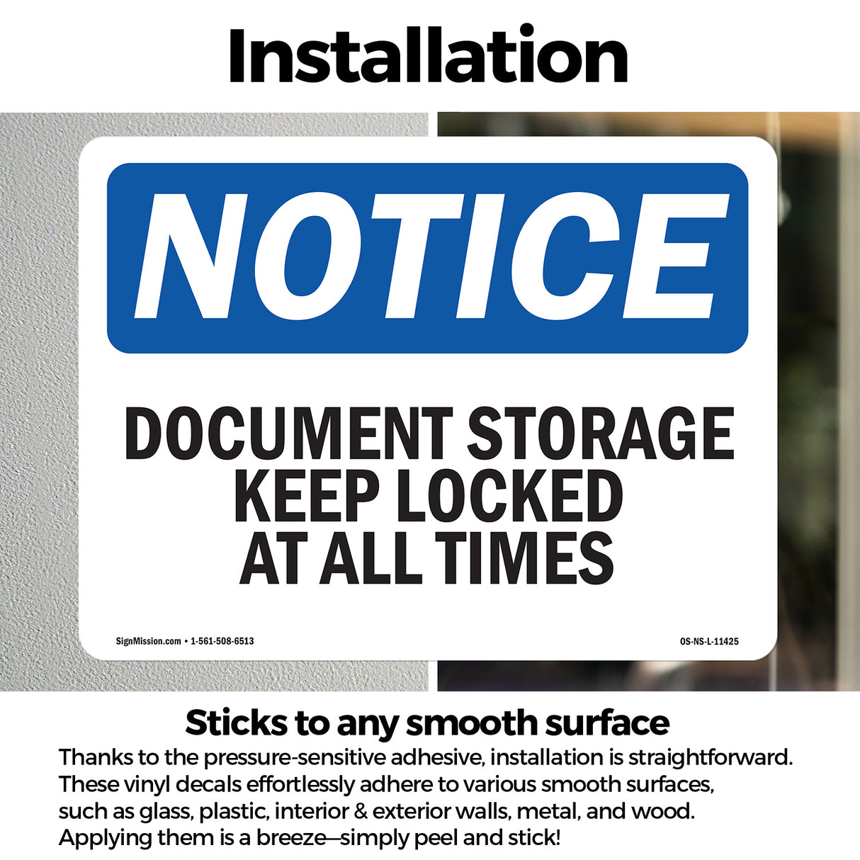 Document Storage Keep Locked At All Times Sign