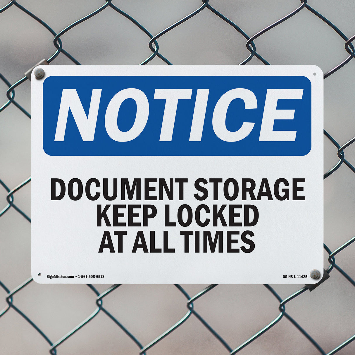 Document Storage Keep Locked At All Times Sign
