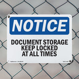 Document Storage Keep Locked At All Times Sign