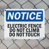 Electric Fence Do Not Climb Do Not Touch Sign