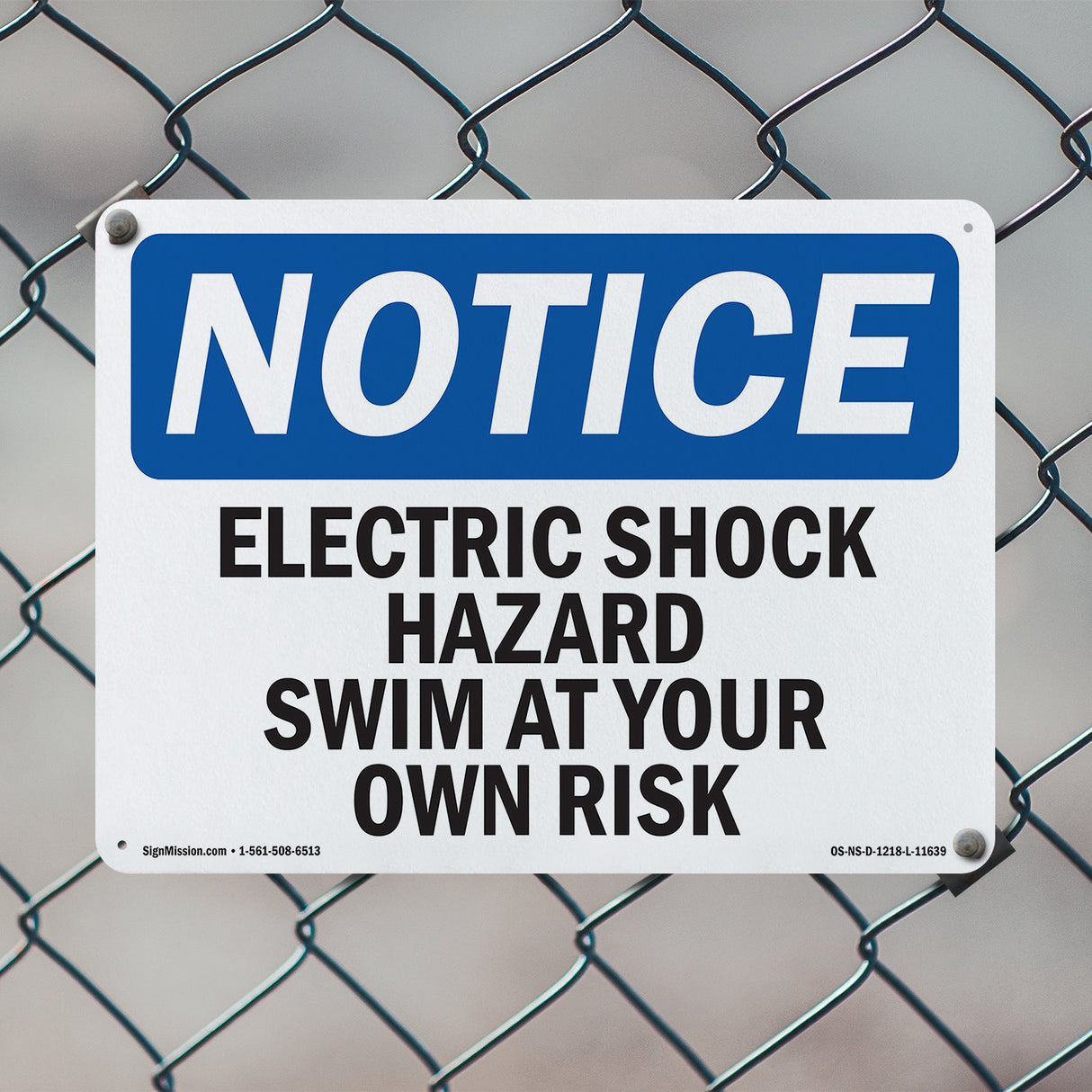 Electric Shock Hazard Risk Swim At Your Own Risk Sign