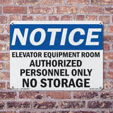 Elevator Equipment Room Authorized Personnel Sign