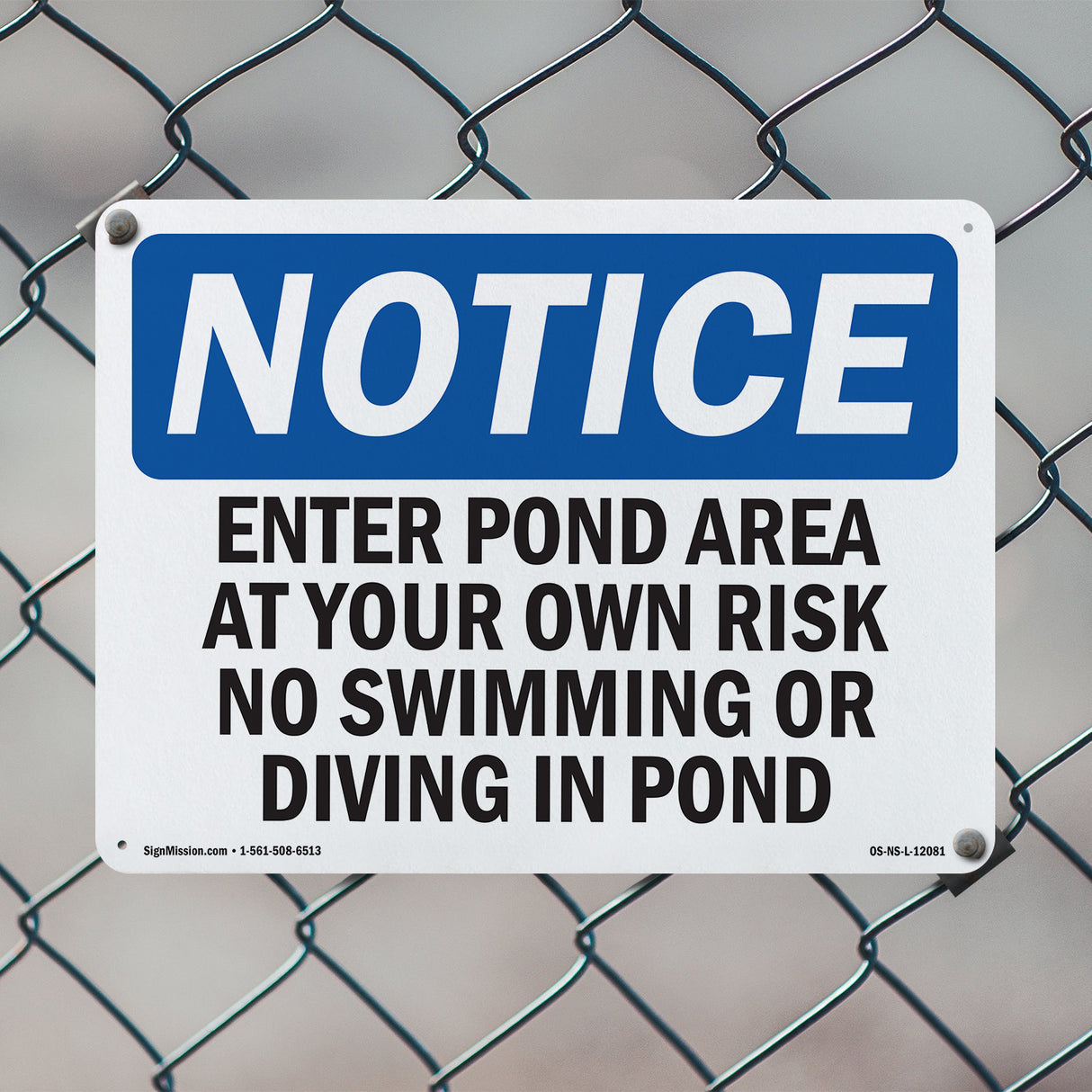 Enter Pond Area At Your Own Risk No Swimming