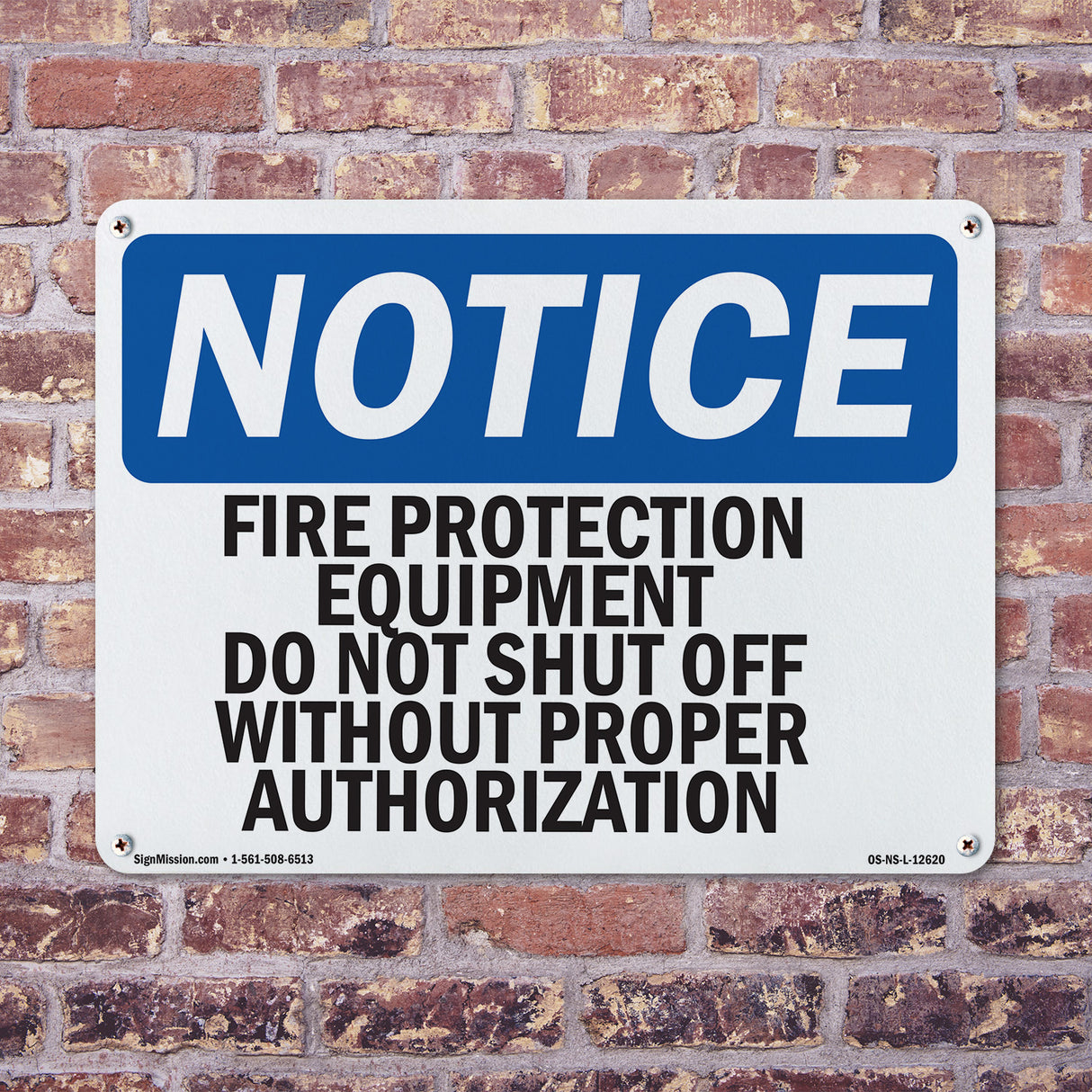 Fire Protection Equipment Do Not Shut Off