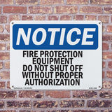 Fire Protection Equipment Do Not Shut Off