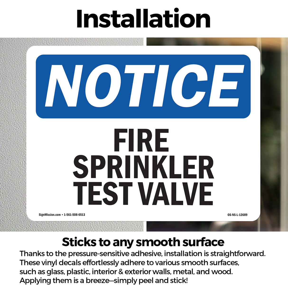Fire Sprinkler Test Valve Sign
