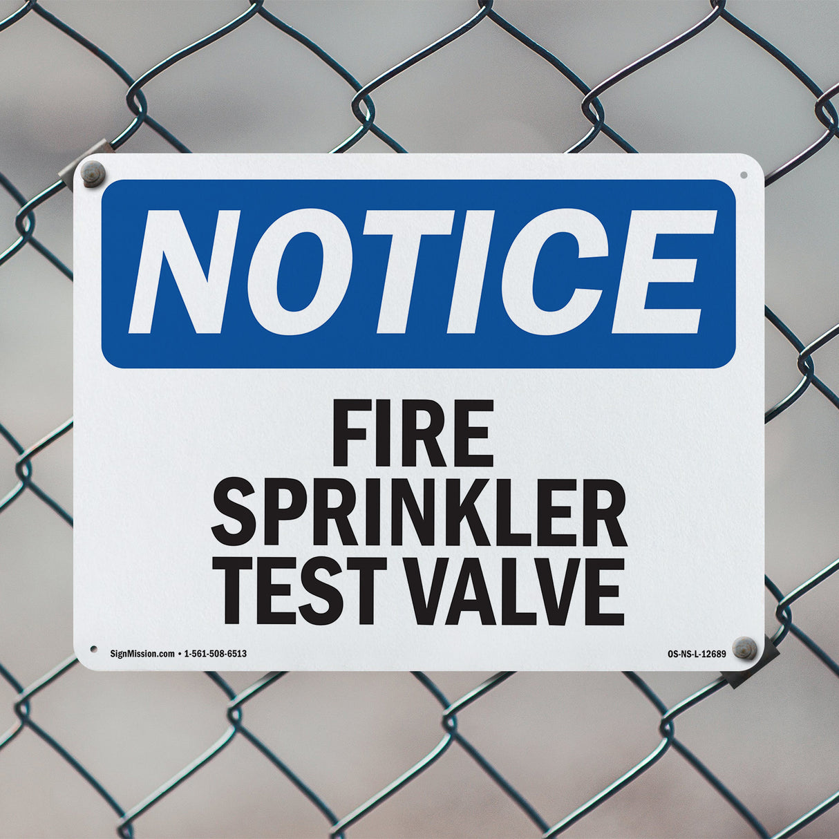 Fire Sprinkler Test Valve Sign