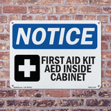 First Aid Kit AED Inside Cabinet