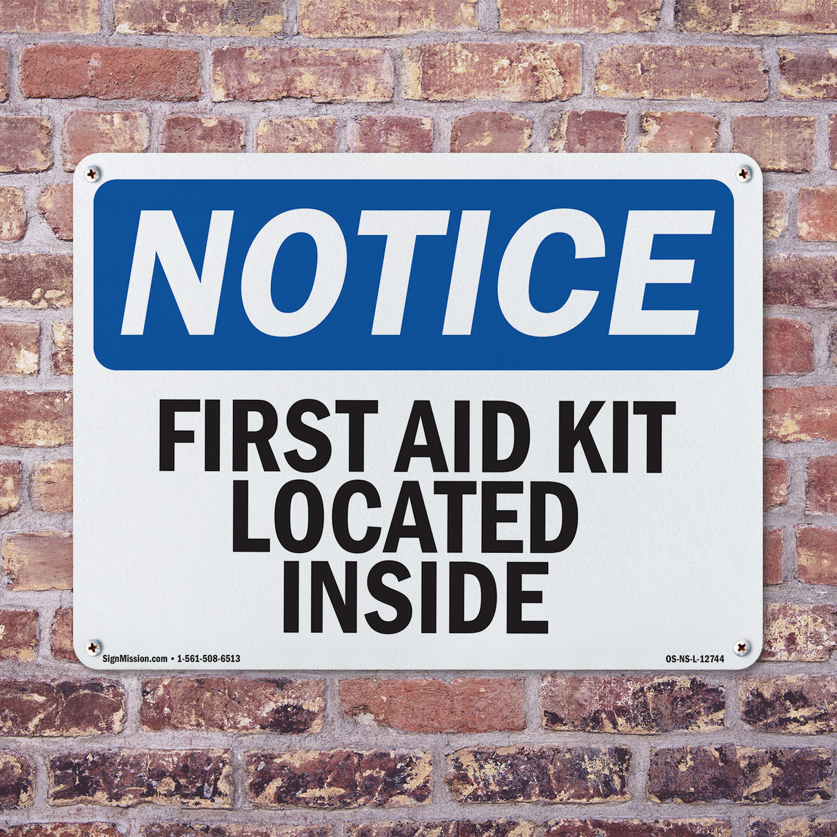 First Aid Kit Located Inside Sign