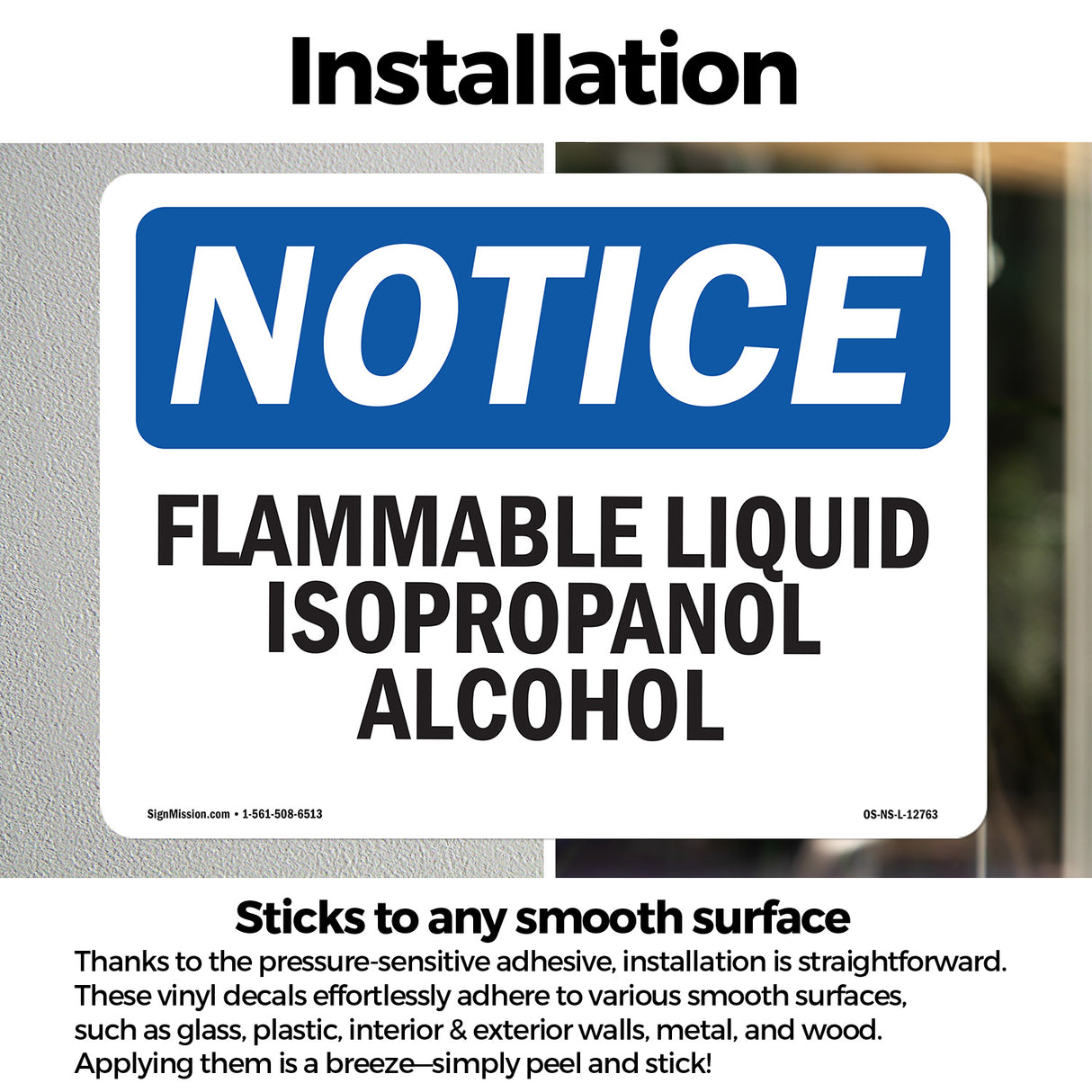 Flammable Liquid Isopropanol Alcohol Sign
