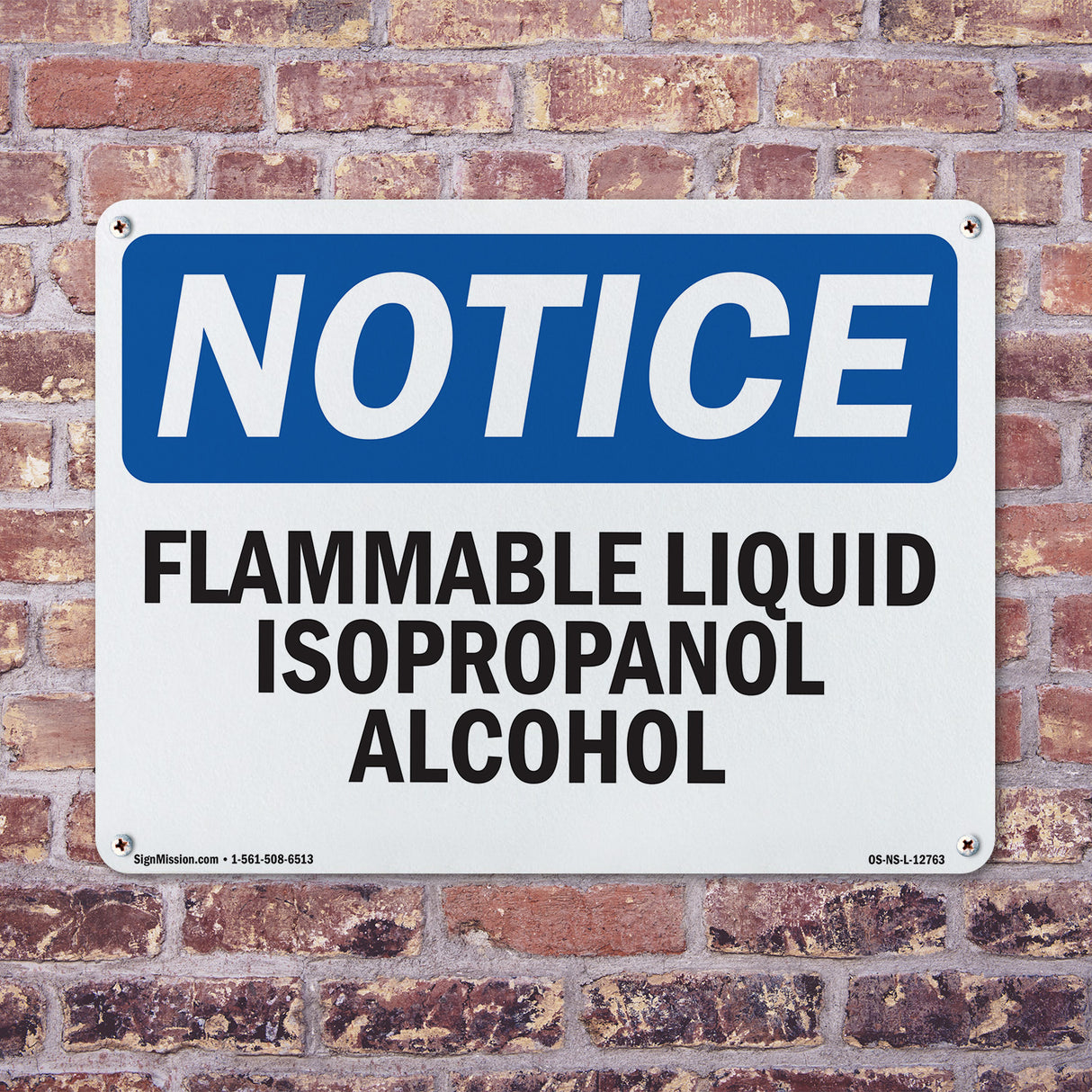 Flammable Liquid Isopropanol Alcohol Sign