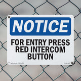 For Entry Press Red Intercom Button