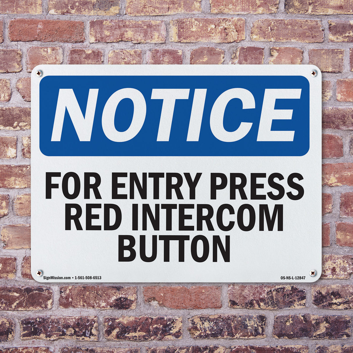 For Entry Press Red Intercom Button