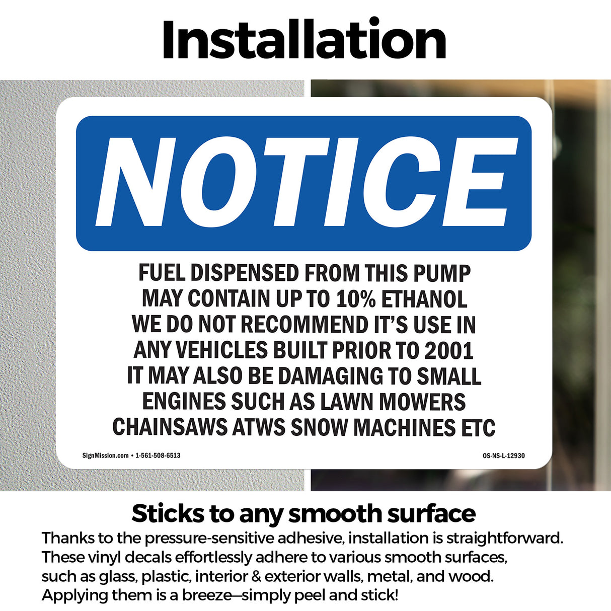 Fuel Dispensed From This Pump May Contain Sign
