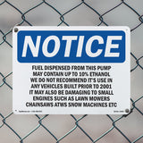 Fuel Dispensed From This Pump May Contain Sign
