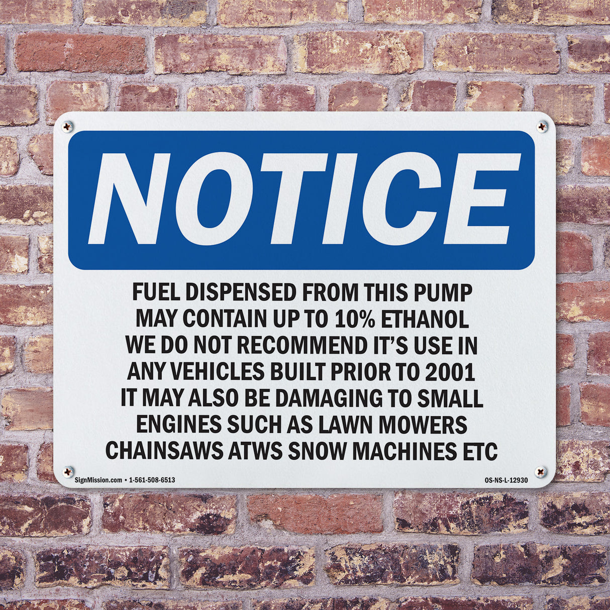 Fuel Dispensed From This Pump May Contain Sign