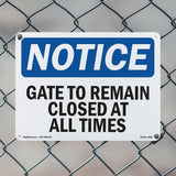 Gate To Remain Closed At All Times Sign