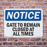 Gate To Remain Closed At All Times Sign