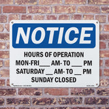 Hours Of Operation Mon - Fri ____ Am - ____