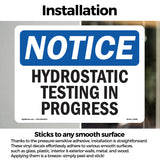 Hydrostatic Testing In Progress Sign
