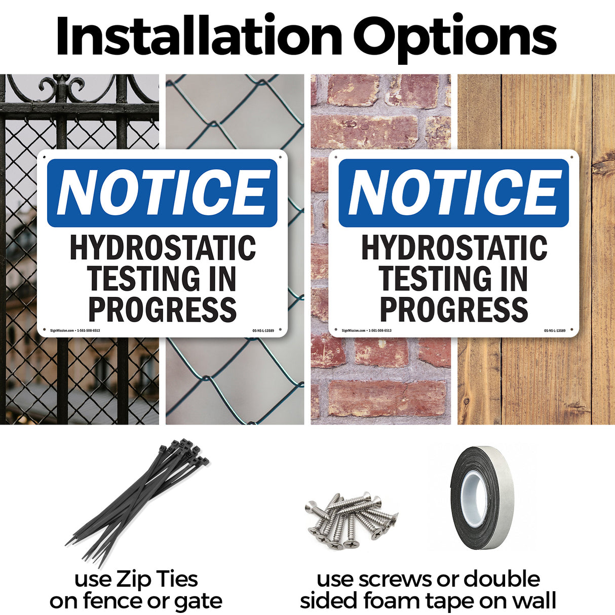 Hydrostatic Testing In Progress Sign