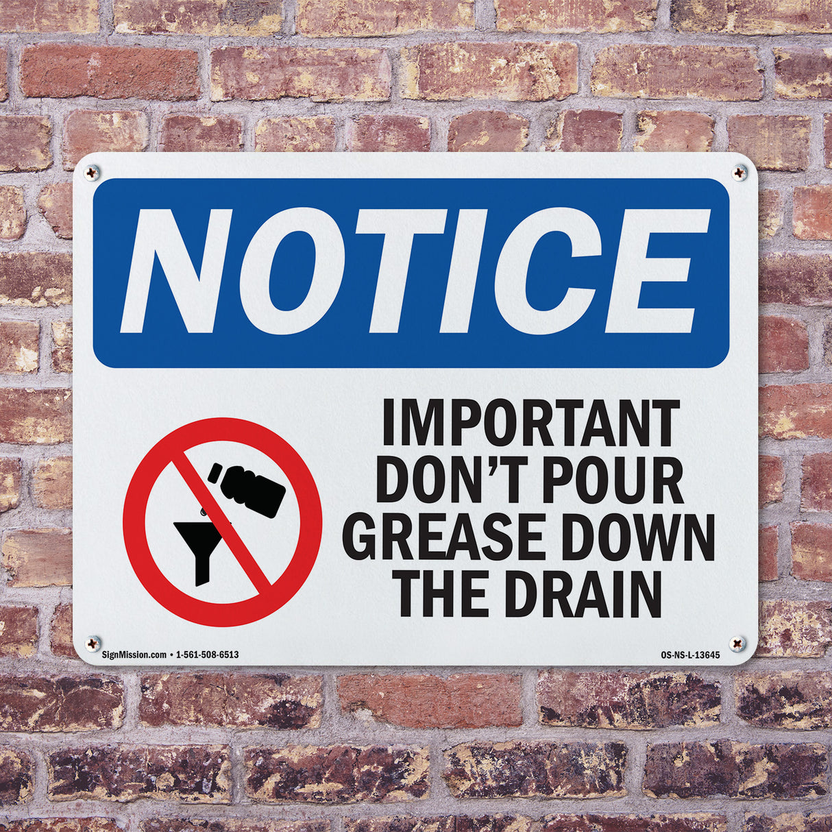Important Don't Pour Grease