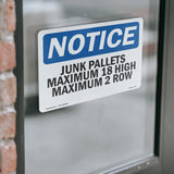 Junk Pallets Maximum 18 High Maximum 2 Rows