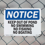 Keep Out Of Pond No Swimming No Fishing No Boating