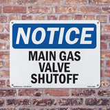 Main Gas Valve Shutoff Sign