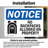 No Backpacks Allowed On Property