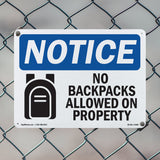 No Backpacks Allowed On Property