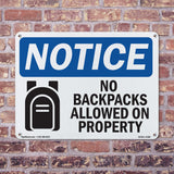 No Backpacks Allowed On Property