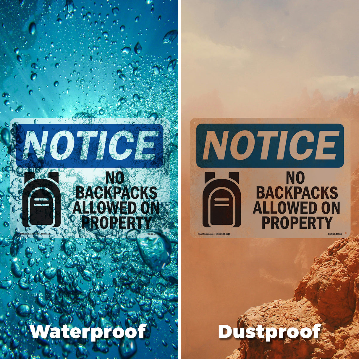 No Backpacks Allowed On Property