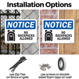 No Backpacks Allowed