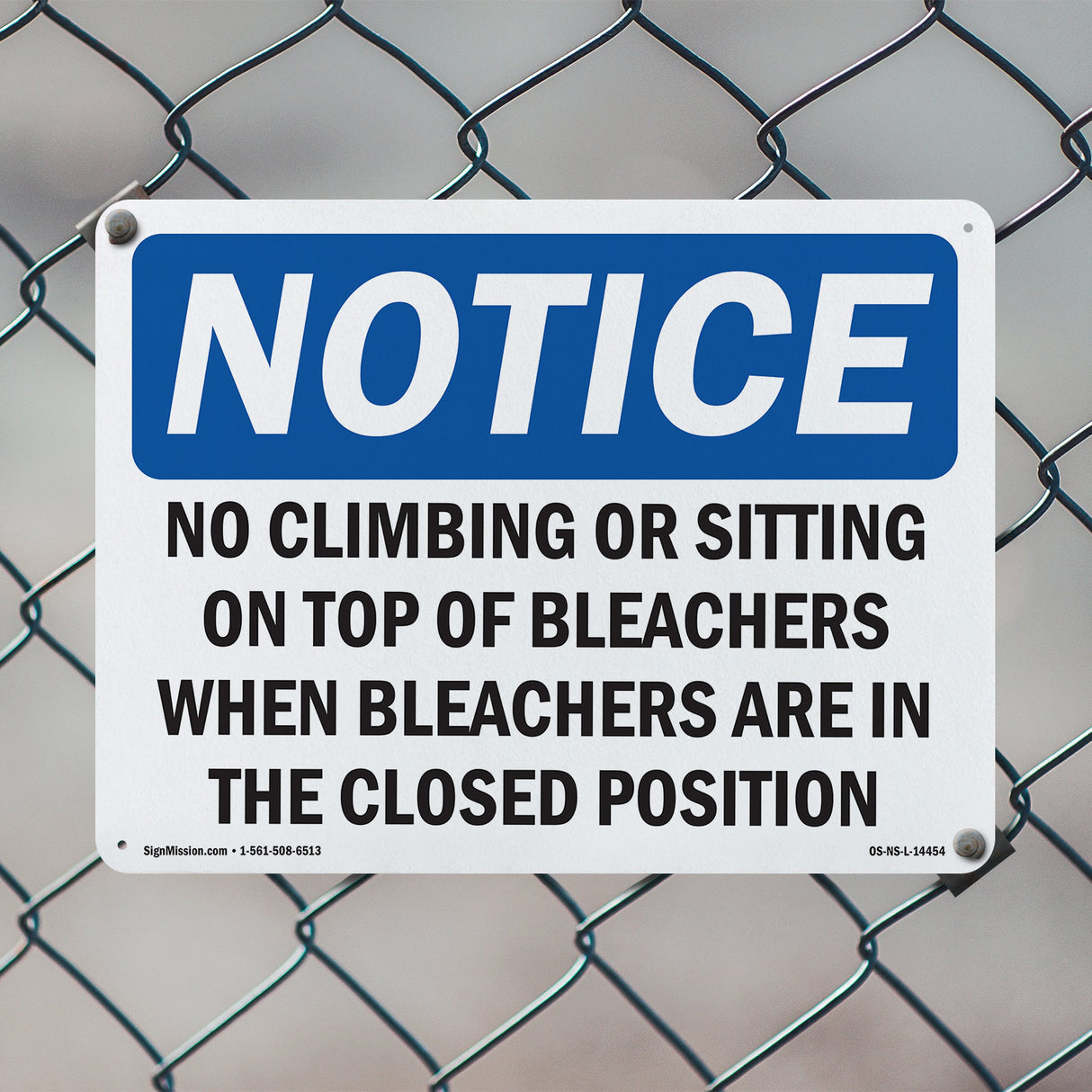 No Climbing Or Sitting On Top Of Bleachers Sign