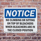 No Climbing Or Sitting On Top Of Bleachers Sign