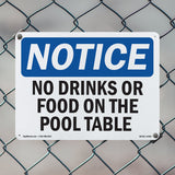 No Drinks Or Food On Pool Table