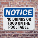 No Drinks Or Food On Pool Table