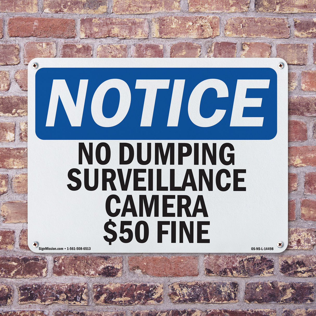 No Dumping Surveillance Camera $50 Fine