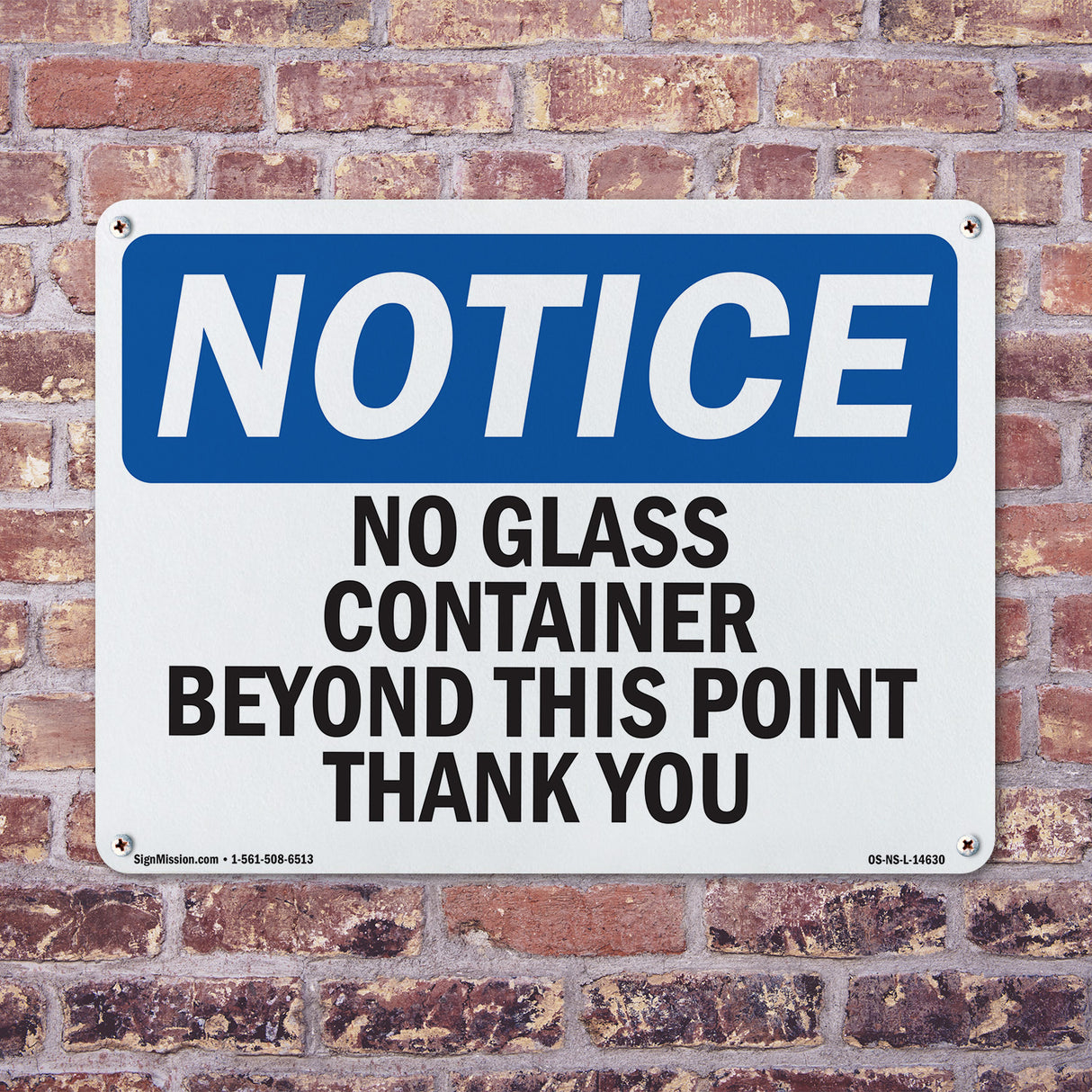 No Glass Containers Beyond This Point Thank You