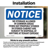 No Storage Allowed In Common Areas Items