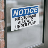 No Storage Allowed Under Facp