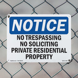 No Trespassing No Soliciting Private Residential
