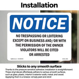 No Trespassing Or Loitering Except On Business