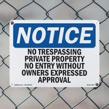 No Trespassing Private Property No Entry
