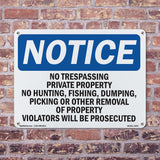 No Trespassing Private Property No Hunting,