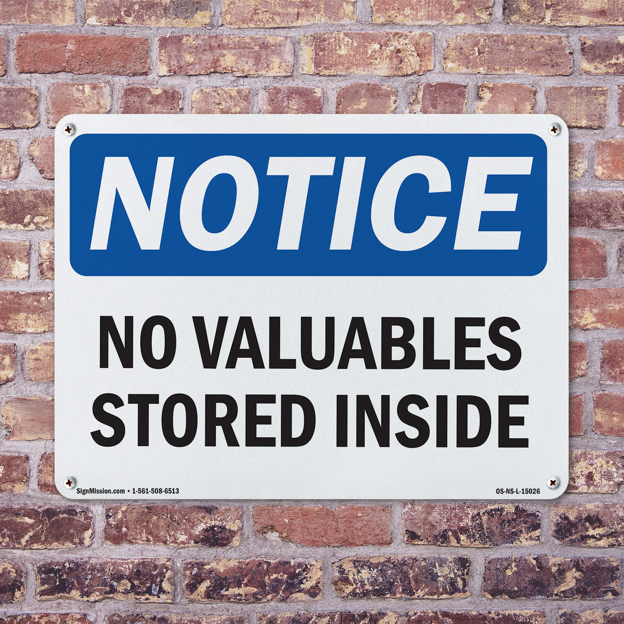 No Valuables Stored Inside
