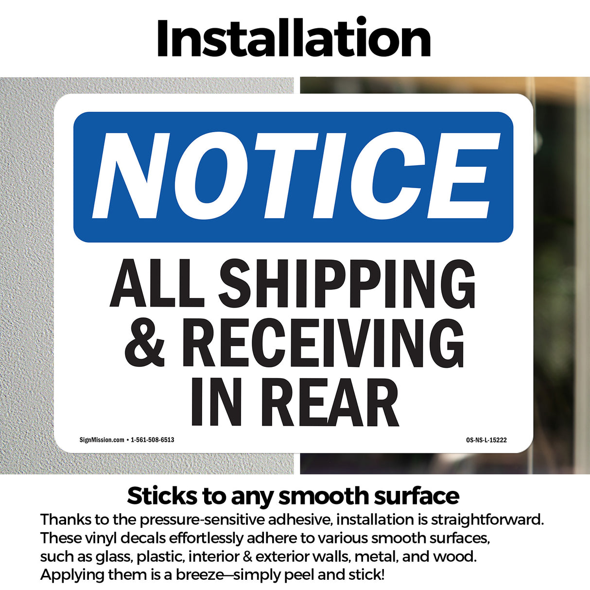 NOTICE All Shipping And Receiving In Rear