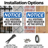 NOTICE All Visitors Must Register At The Office