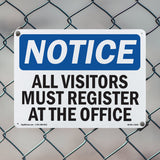 NOTICE All Visitors Must Register At The Office